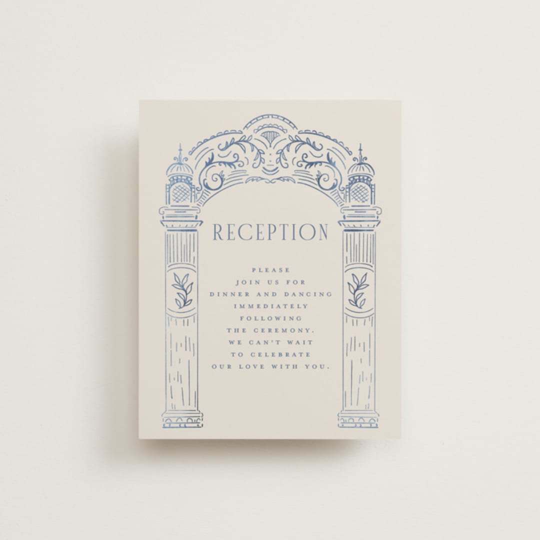 "Pavilion" - Reception Cards in Navy by Petra Kern - Front