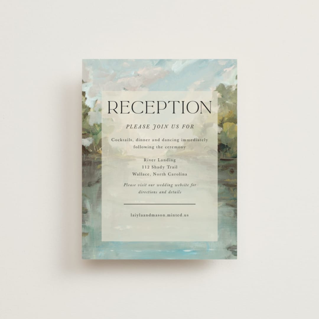 "Reflections" - Reception Cards in Lake by Lindsay Megahed - Front