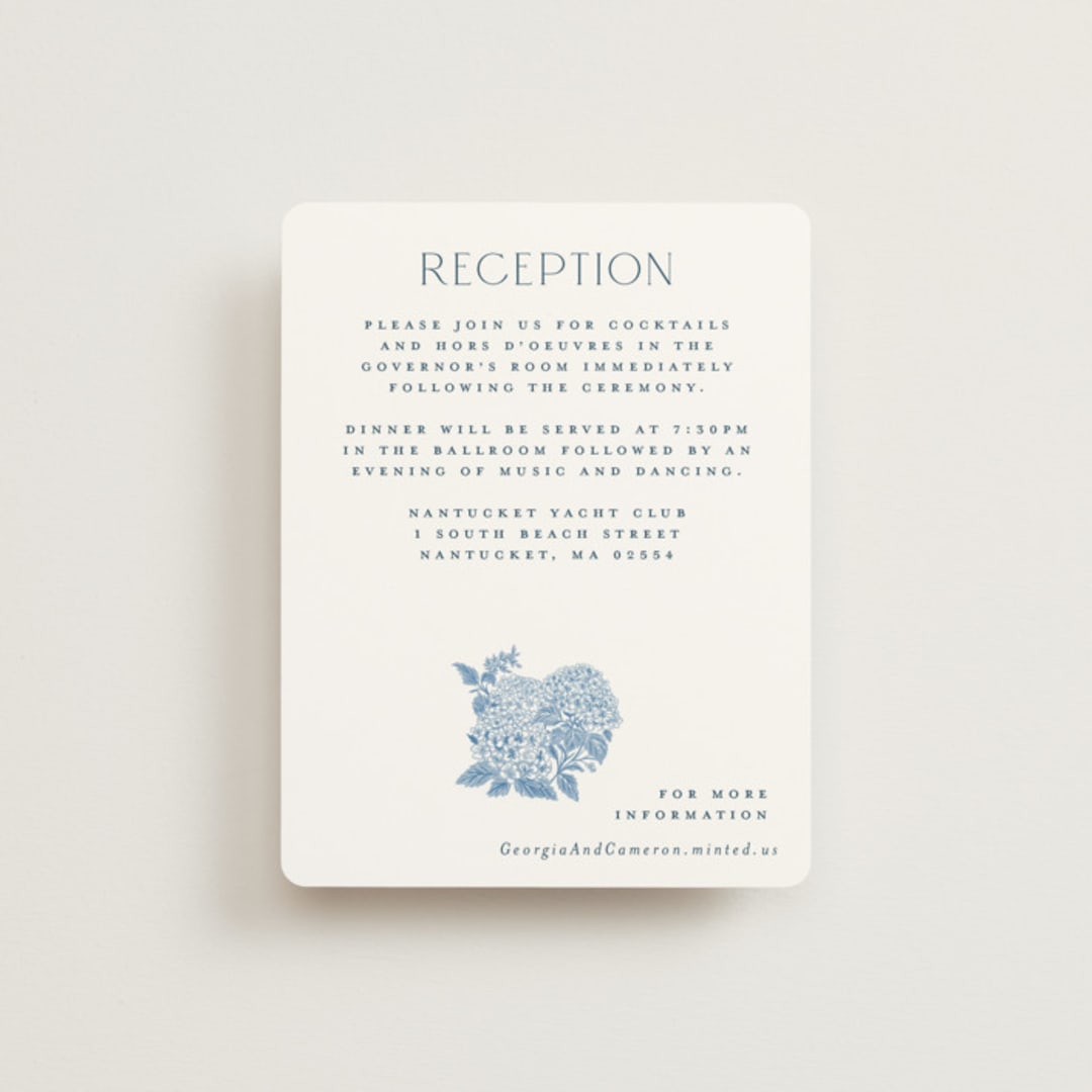 "Coastal Toile" - Reception Cards in Sea by Jenna Holcomb - Front