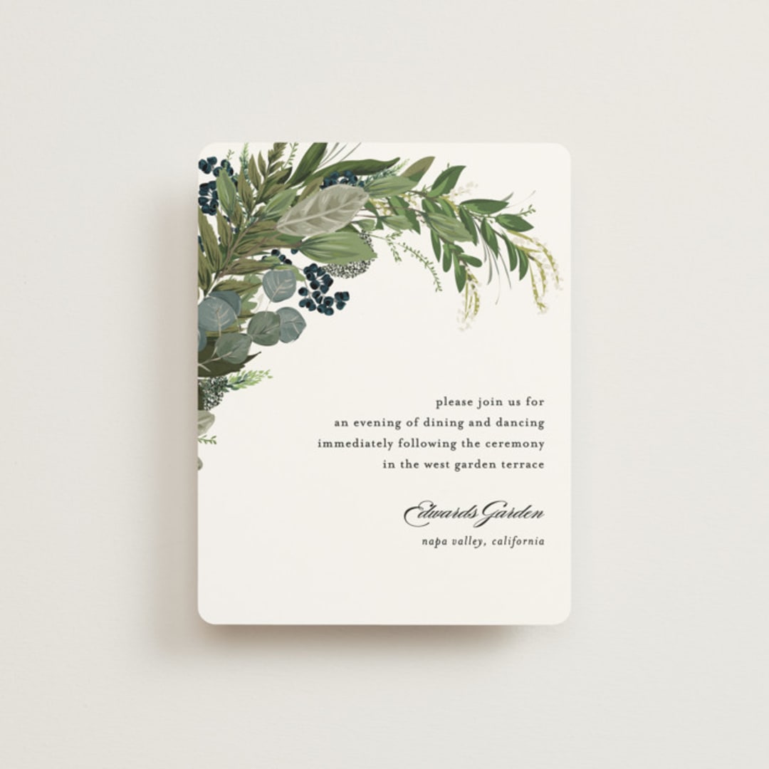 "Side Swept" - Reception Cards in Navy by Susan Moyal - Front