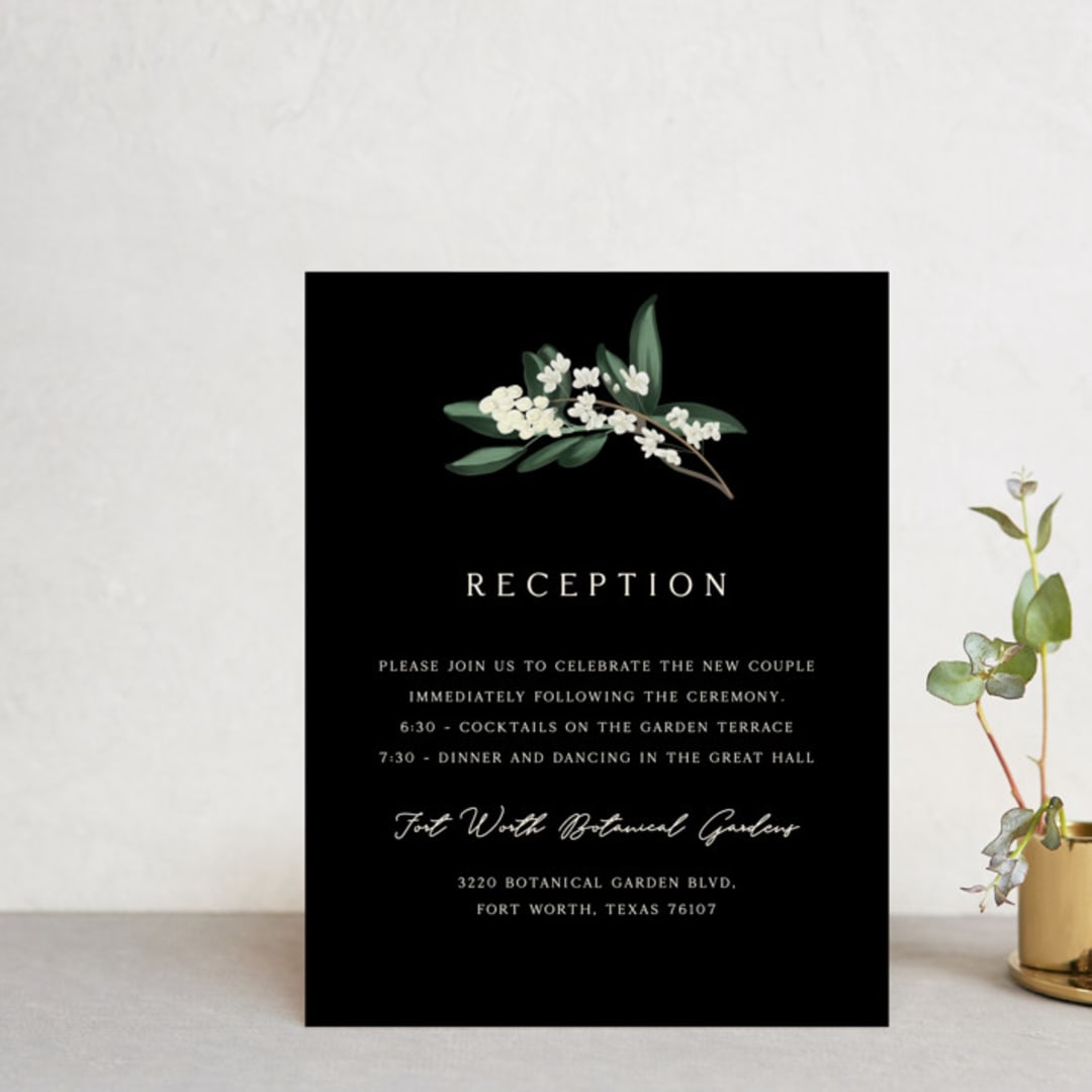 "Meander" - Reception Cards in Obsidian by Kaydi Bishop - Front