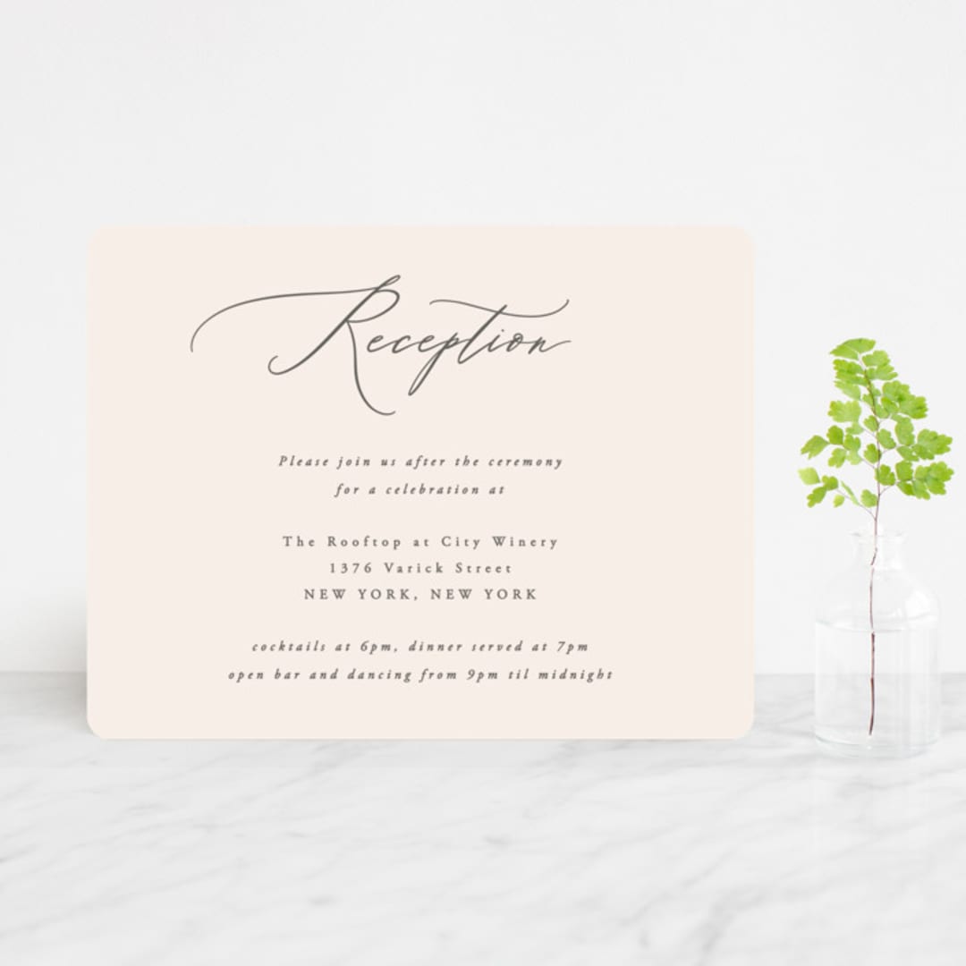 "Scarlet" - Reception Cards in Blush by Hooray Creative - Front