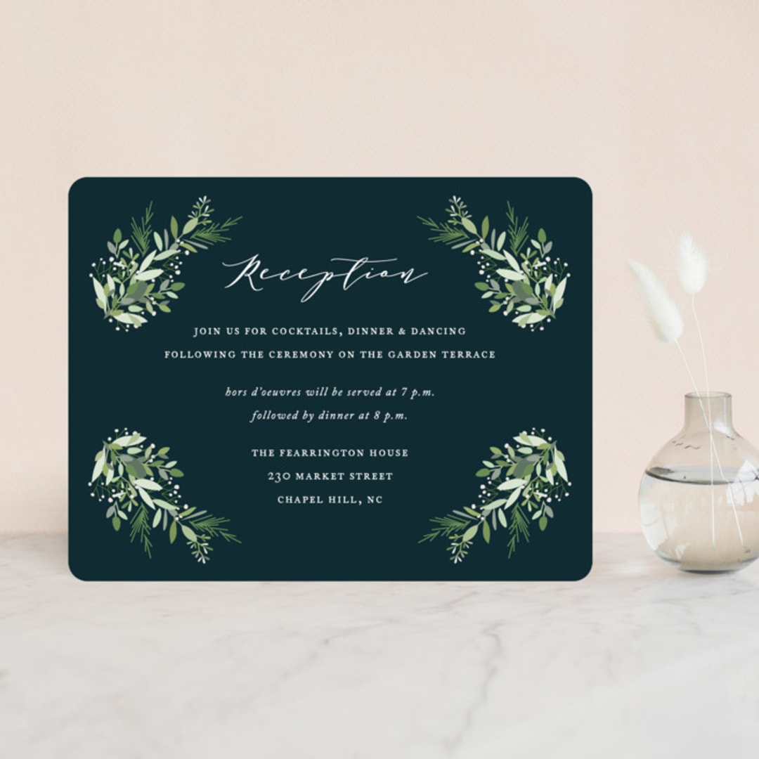 "Fresh Greenery" - Reception Cards in Mystic Forest by Jennifer Postorino - Front