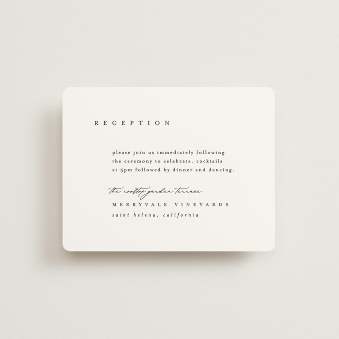 "SoHo" - Reception Cards in Silk by Kelly Schmidt - Front