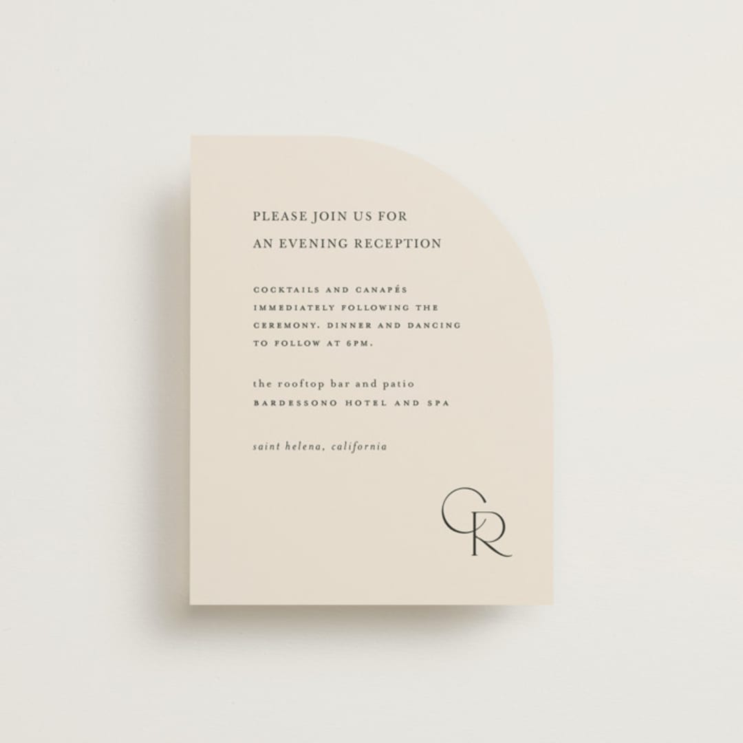 "Edge" - Reception Cards in Linen by Kelly Schmidt - Front