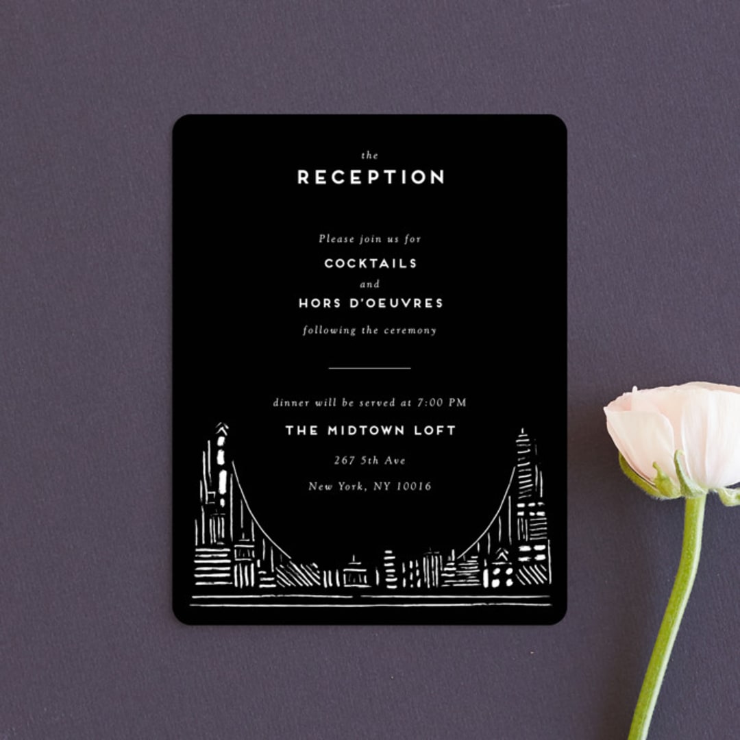 "Love In The City" - Reception Cards in Pearl by Shiny Penny Studio - Front