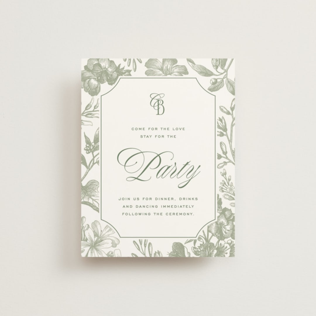 "Woods" - Reception Cards in Moss by Kelly Schmidt - Front