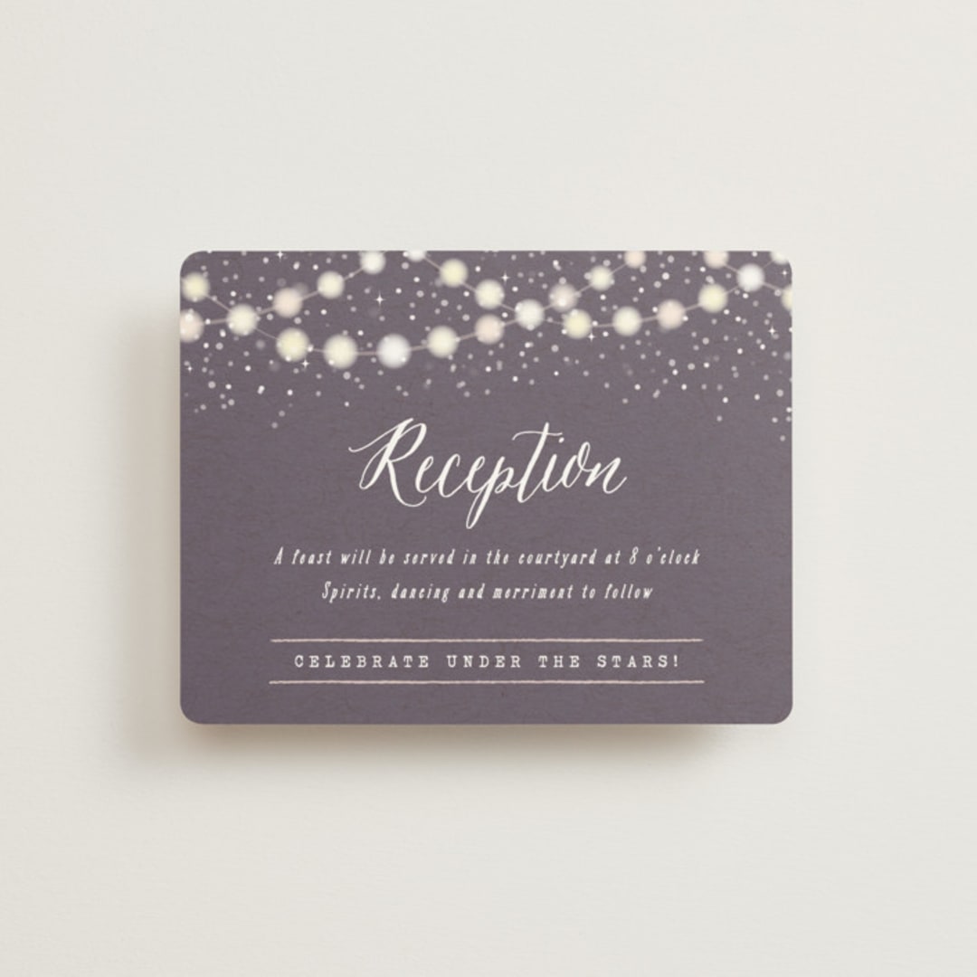 "Garden Lights" - Reception Cards in Plum by Hooray Creative - Front