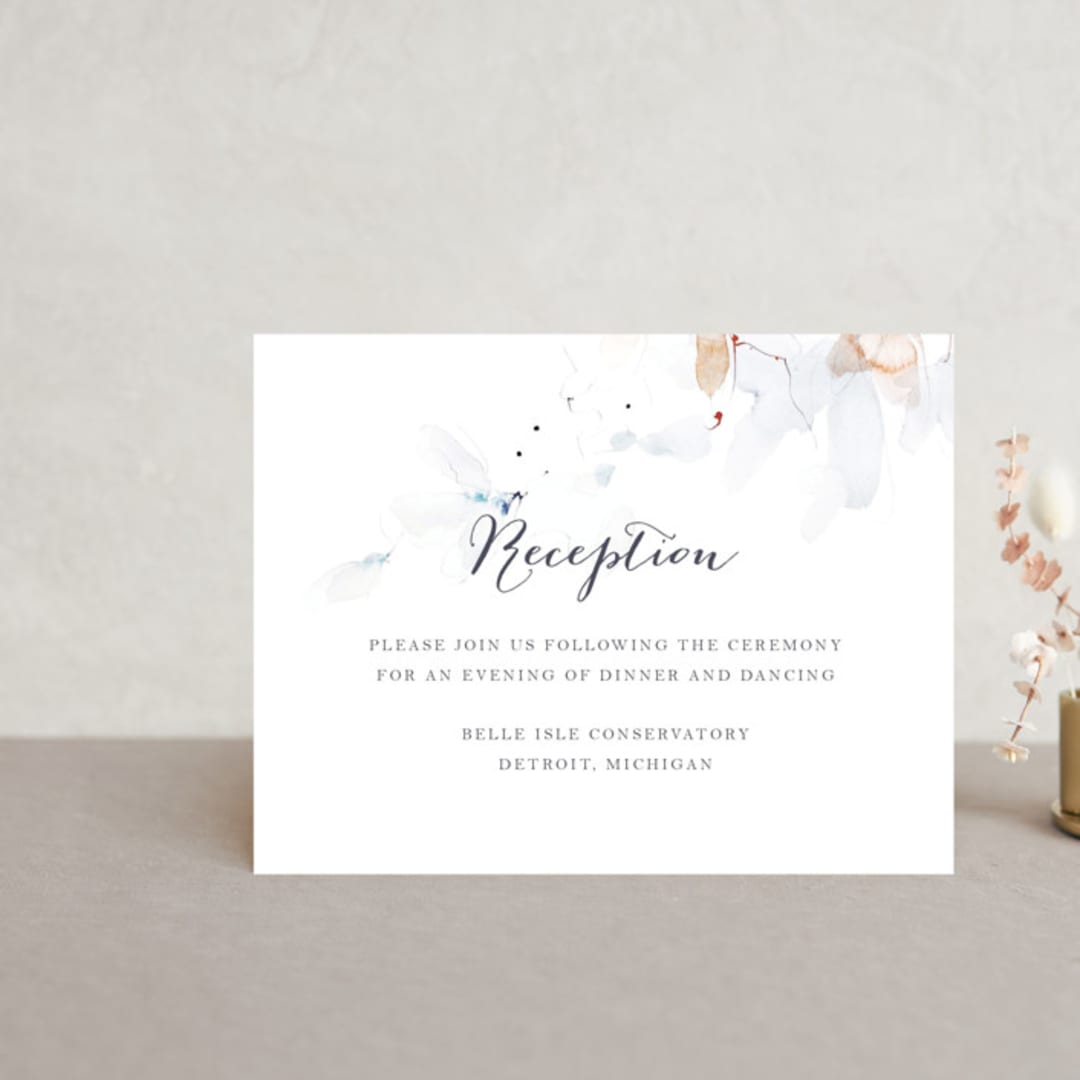 "Petale" - Reception Cards in Blush by Kelly Ventura - Front