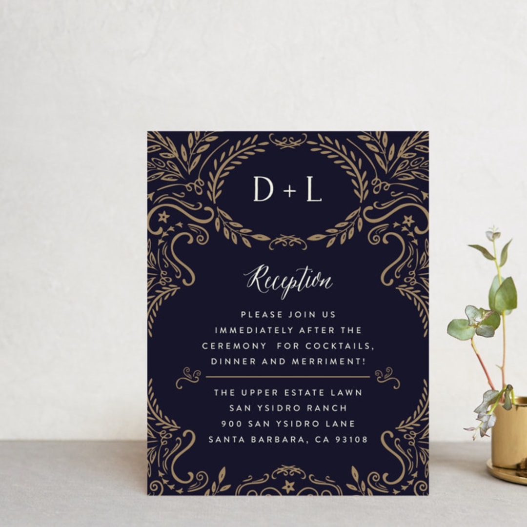 "Wedding Enchantment" - Reception Cards in Midnight by Chris Griffith - Front