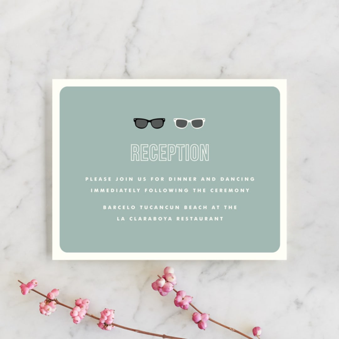 "Shades" - Reception Cards in Celadon by Olive and Violet - Front