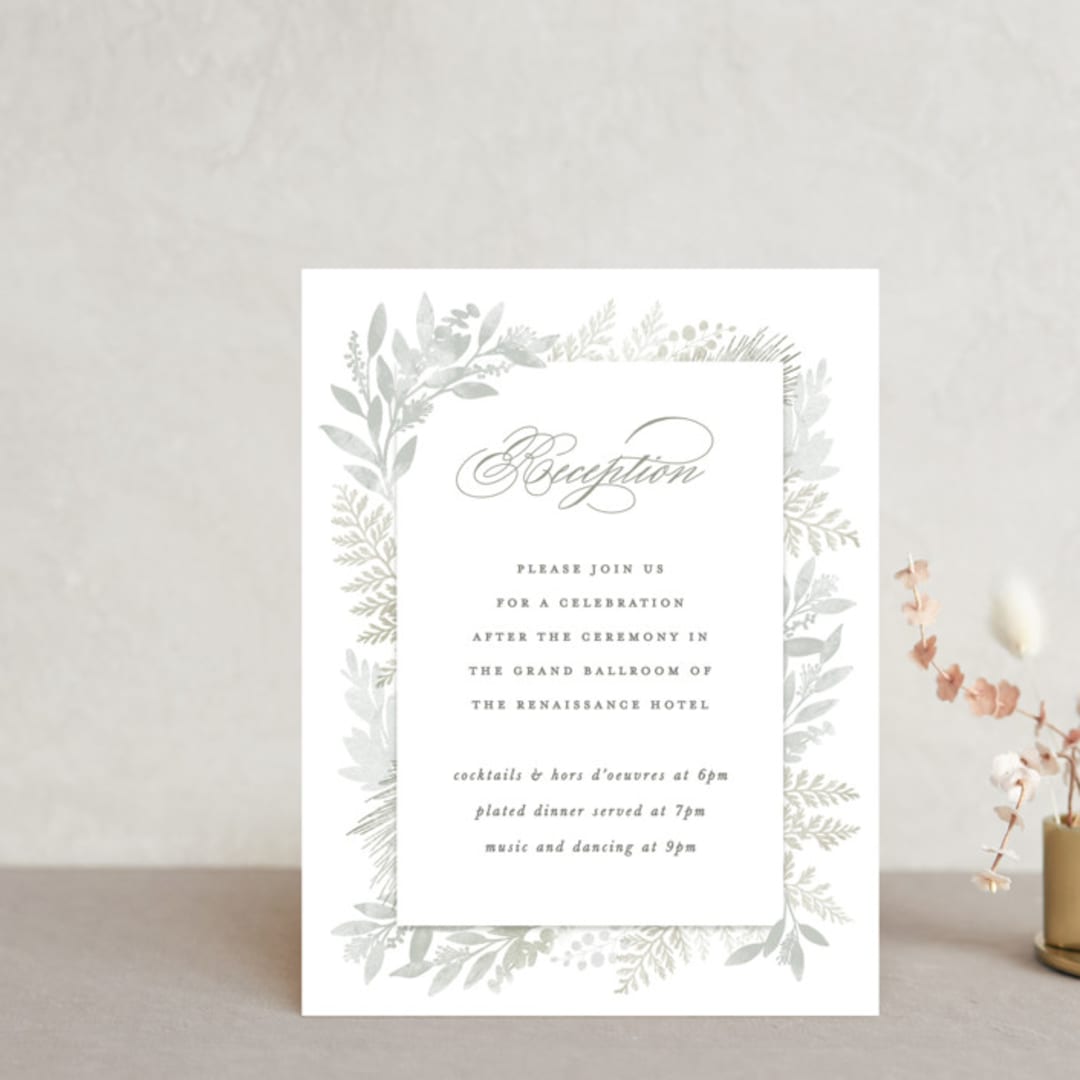 "Dear Greenery" - Reception Cards in Eucalyptus by Hooray Creative - Front