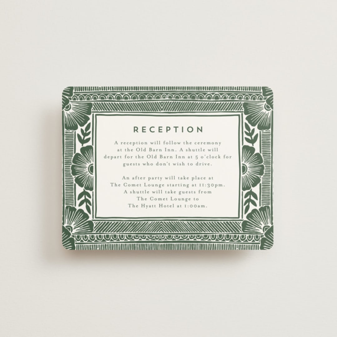 "Block Print Frame" - Reception Cards in Fern by Katharine Watson - Front