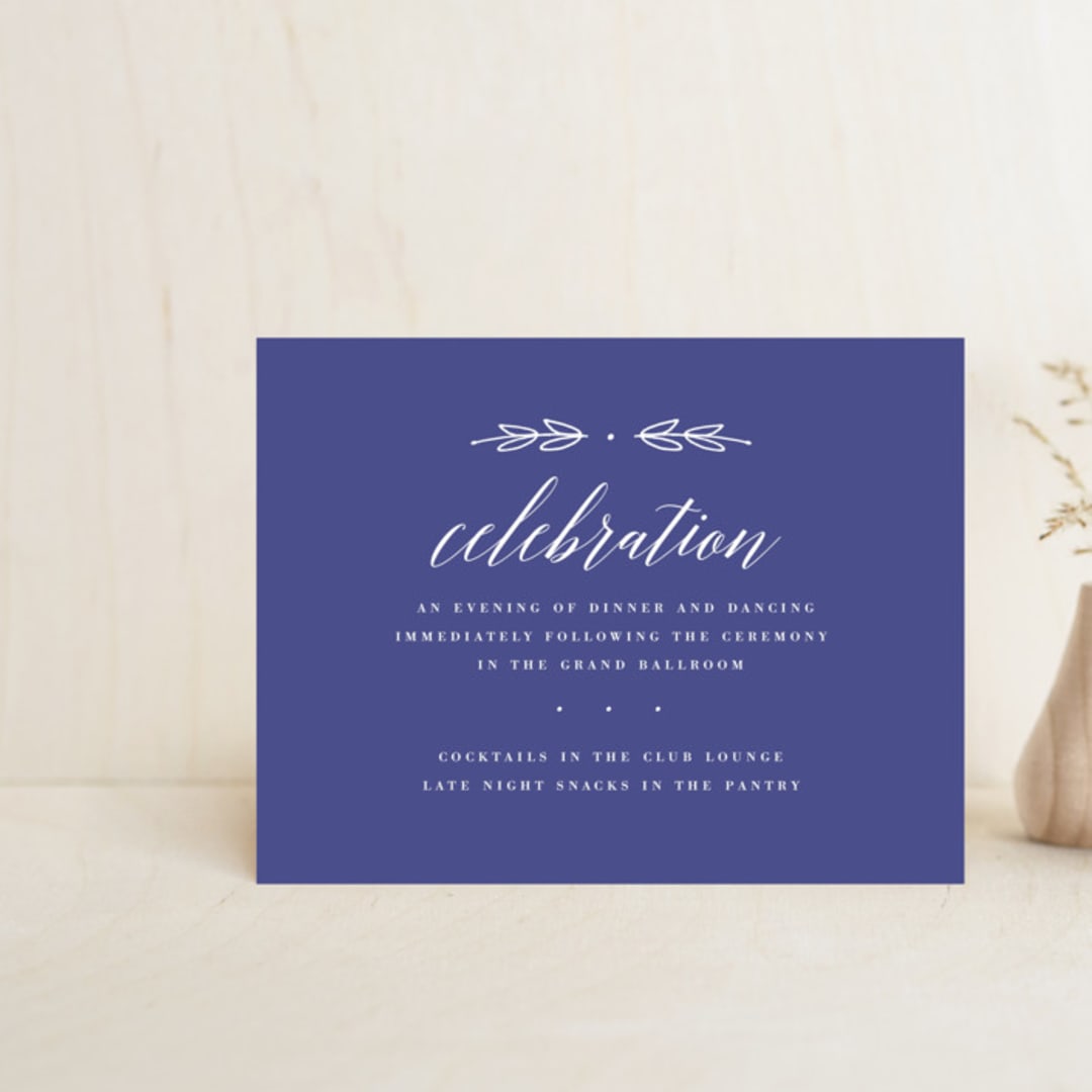 "United" - Reception Cards in Cobalt by Susan Brown - Front