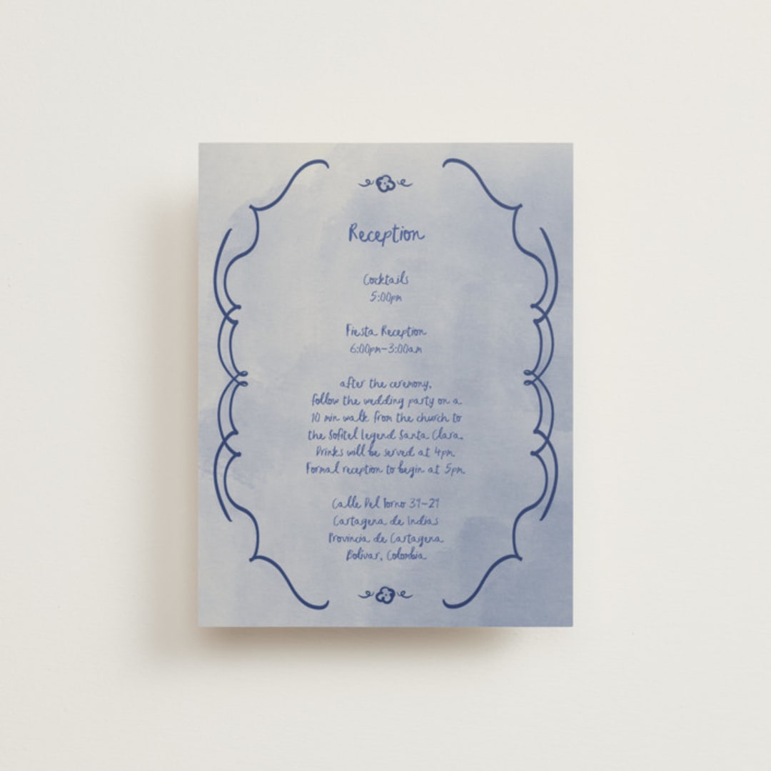 "Santa Catalina" - Reception Cards in Marseille Bleu by Ani Somi - Front