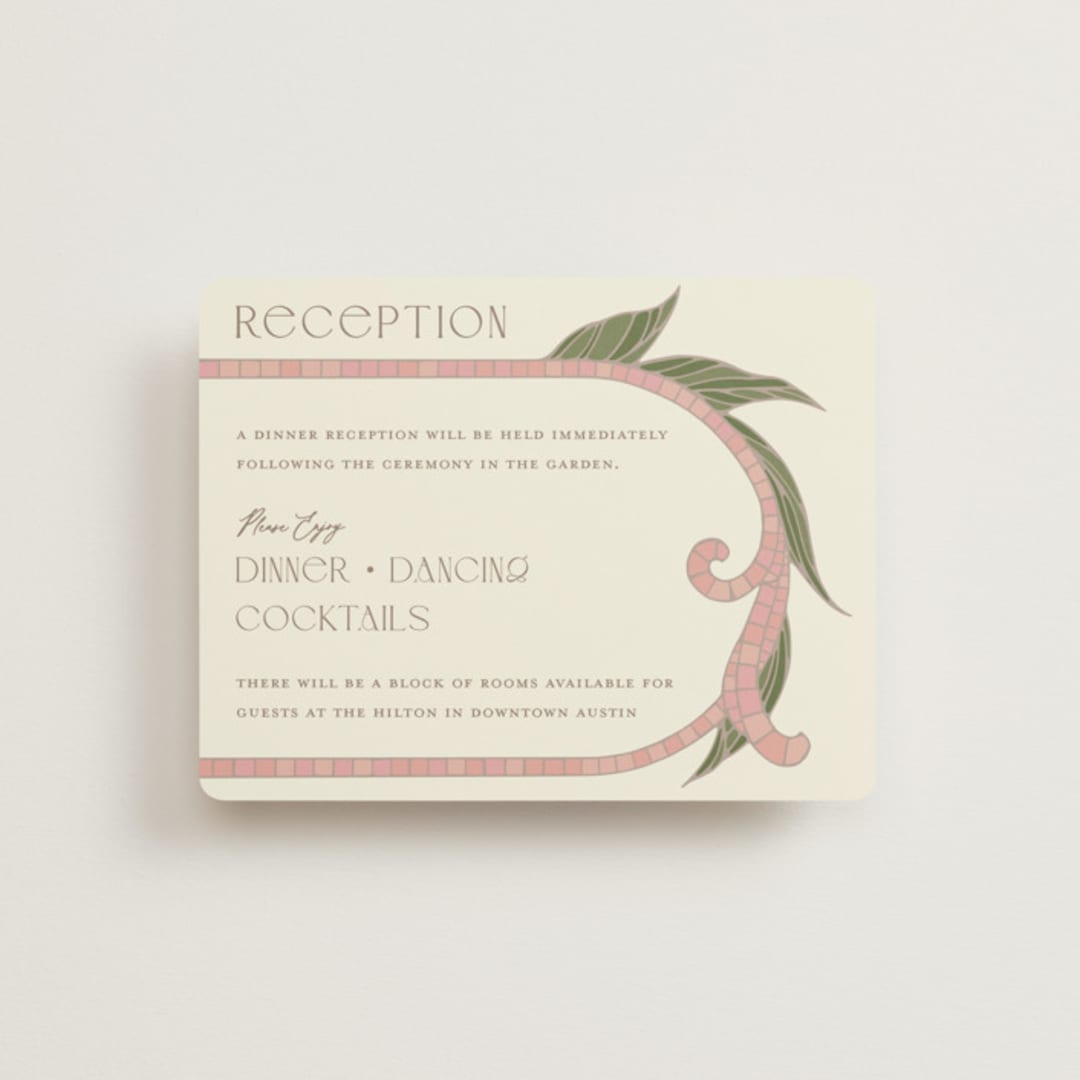 "1081" - Reception Cards in Blush by GeekInk Design - Front