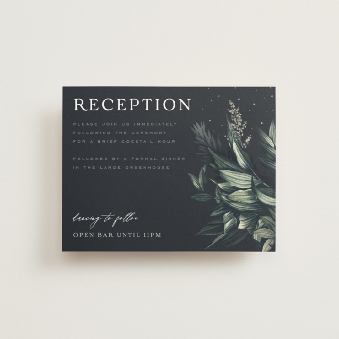 "Vintage Botanicals" - Reception Cards in Sage by GeekInk Design - Front