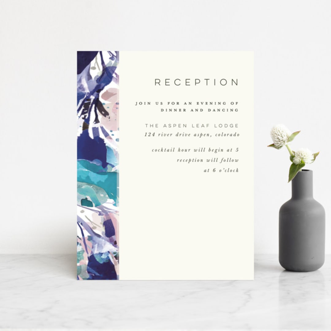 "Blissful Blooms" - Reception Cards in Celestial by Grace Kreinbrink - Front