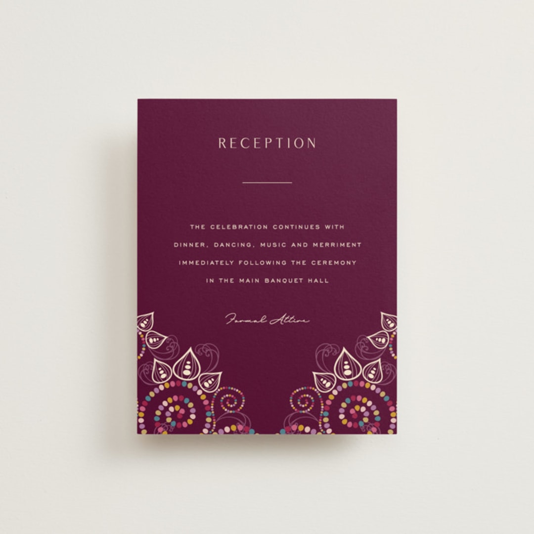 "Henna" - Reception Cards in Mixed Berry by fatfatin - Front
