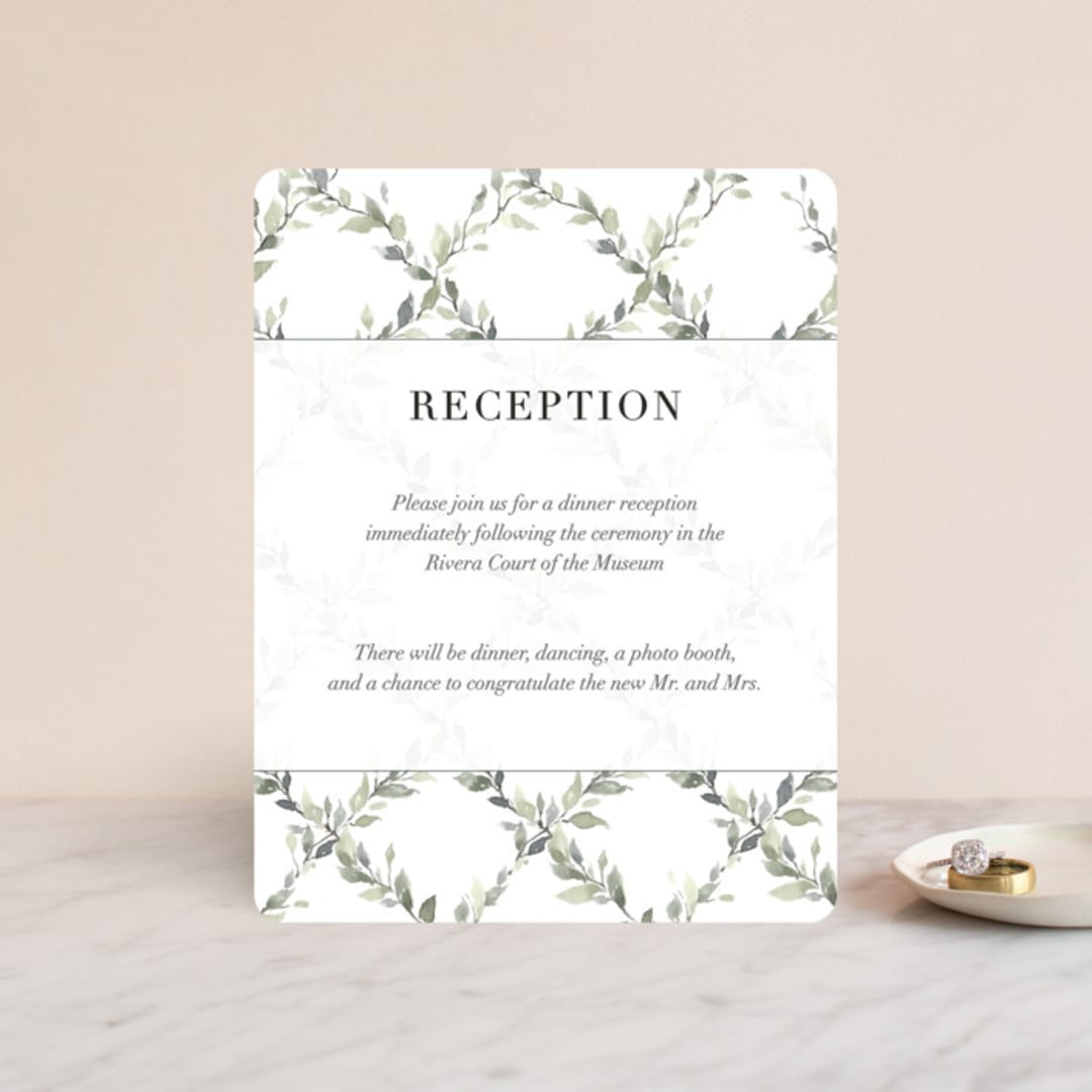 "Watercolor Wreath" - Reception Cards in Linen by Katrina Crouch - Front