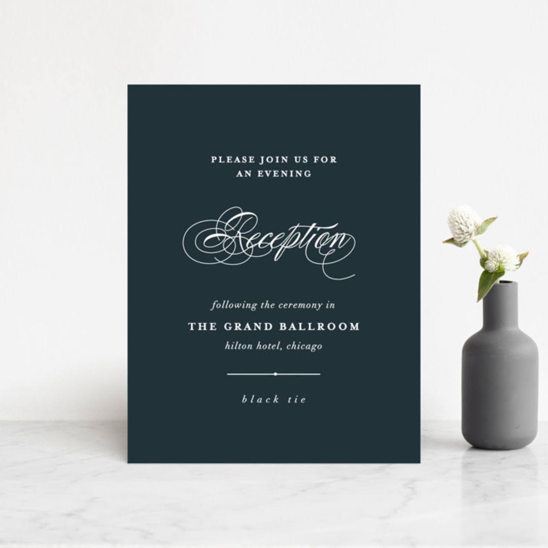 "Traditional" - Reception Cards in Navy by lena barakat - Front