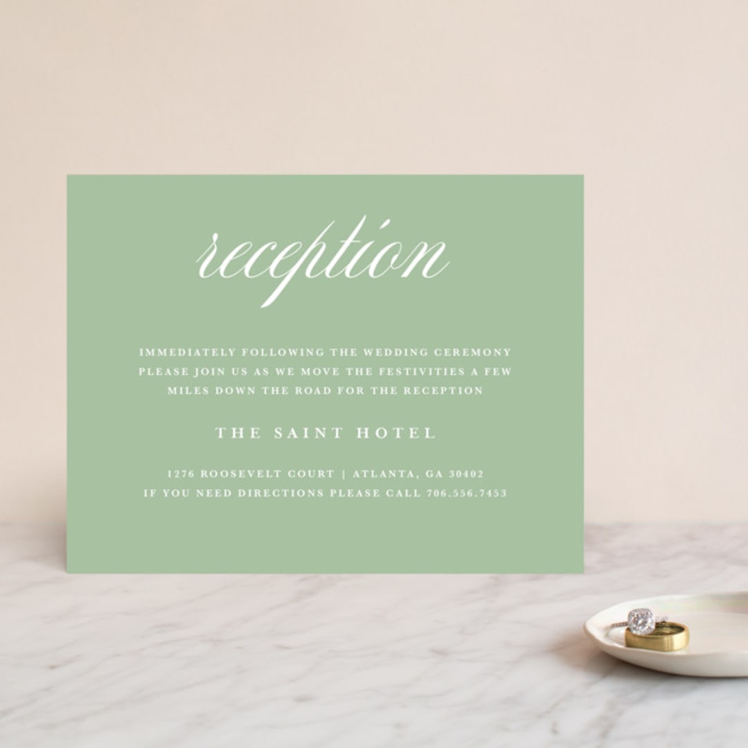 "Botanical Seal" - Reception Cards in Pastel by Kristen Smith - Front