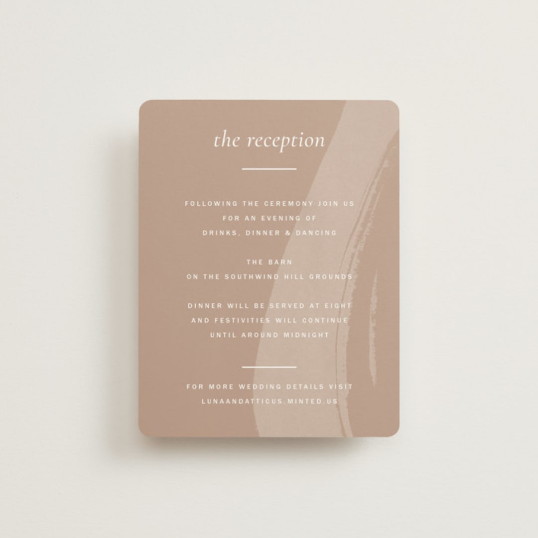 "Luna" - Reception Cards in Latte by Blustery August - Front