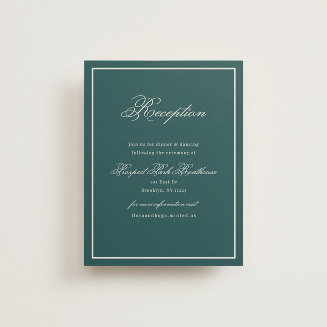 "Emerson" - Reception Cards in Evergreen by Kelly Watkins - Front