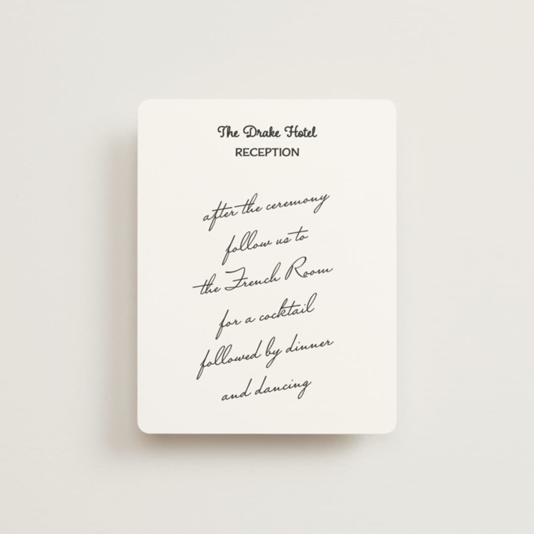 "Hotel" - Reception Cards in Ivory by Studio Suku - Front