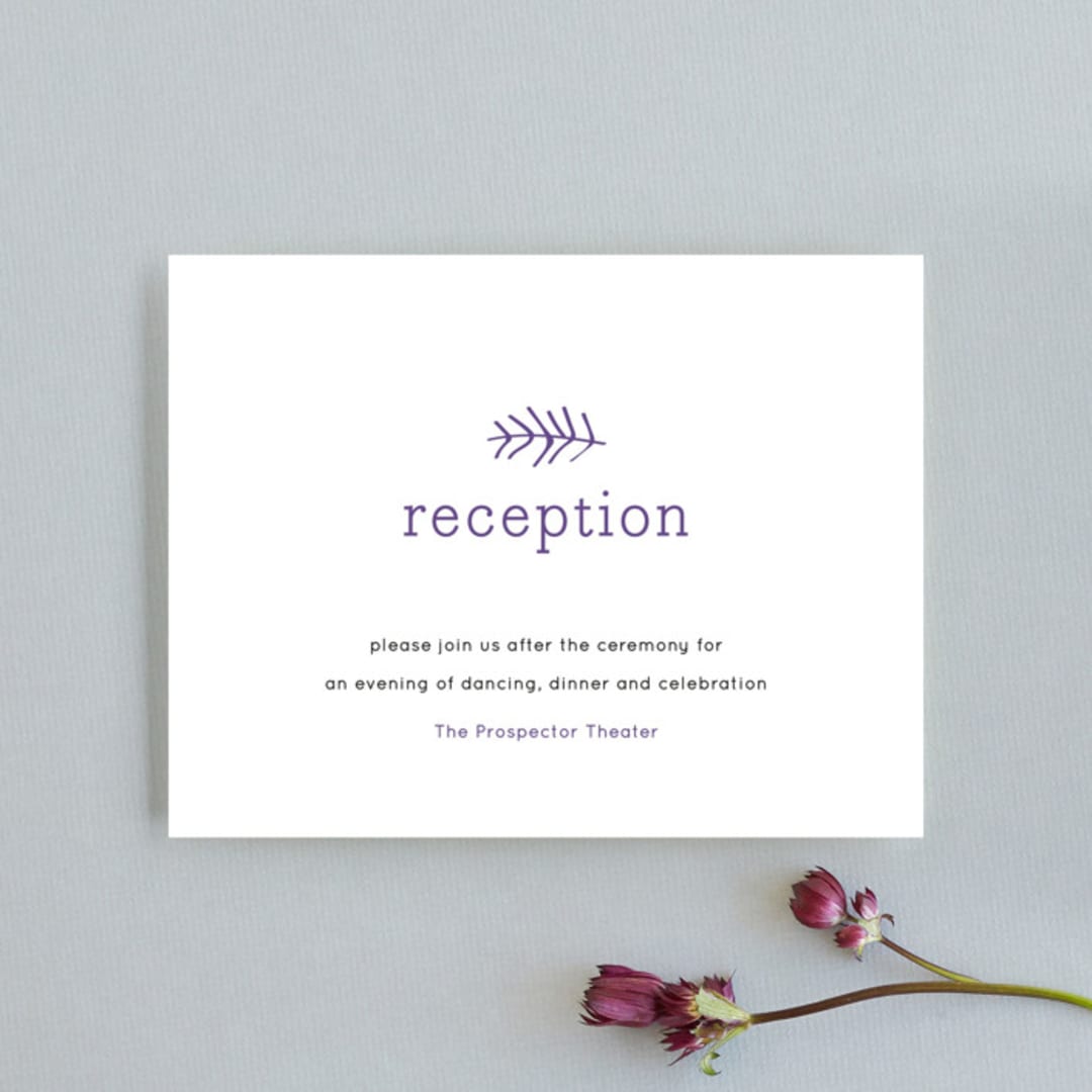 "Birds of a Feather" - Reception Cards in Plum by R studio - Front