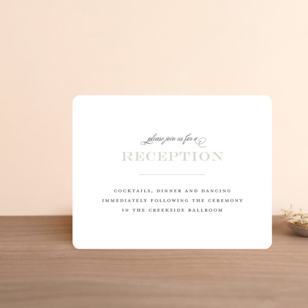 "Classical" - Reception Cards in Taupe by Jessica Williams - Front