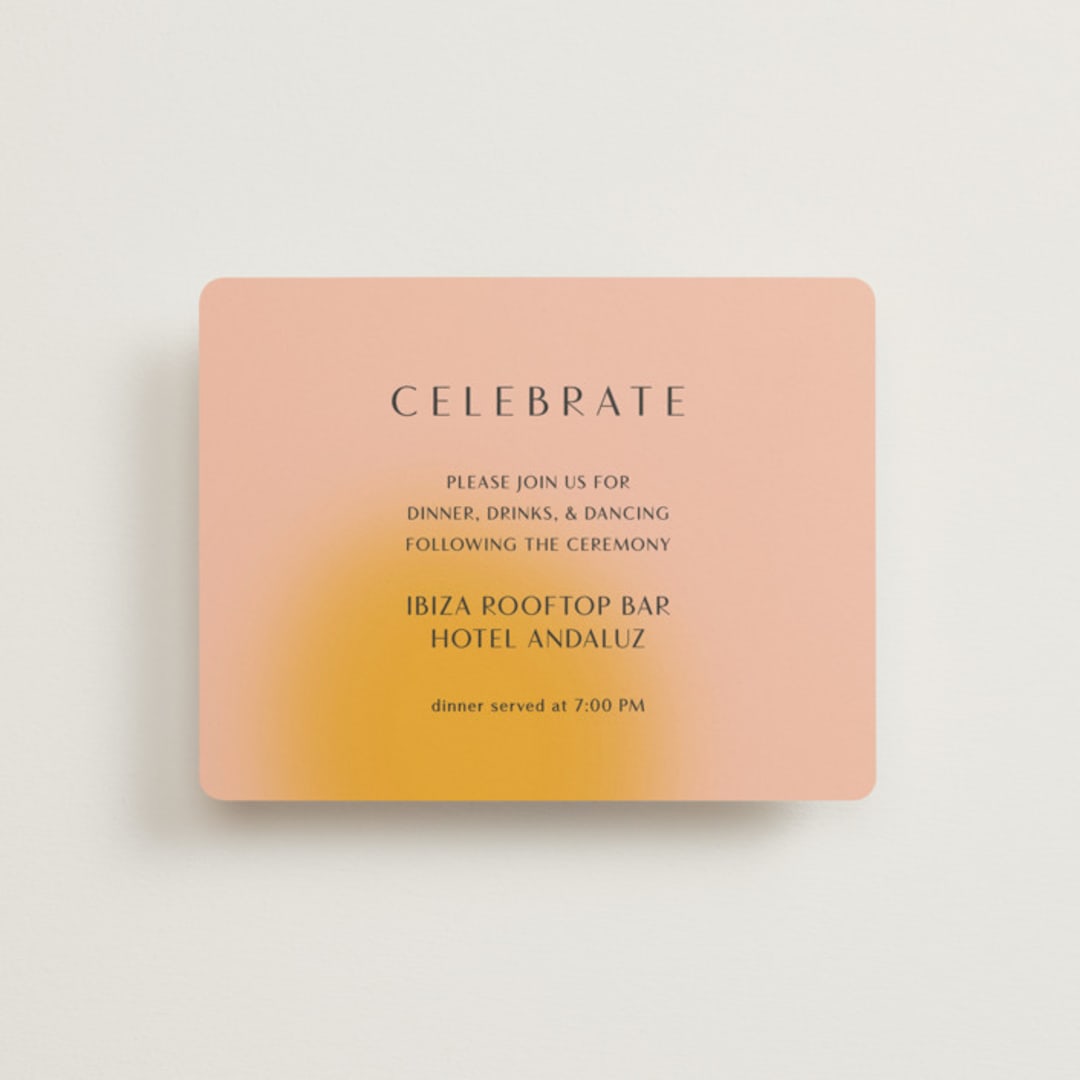 "Blend" - Reception Cards in Honeysuckle by Sarah Lenger - Front