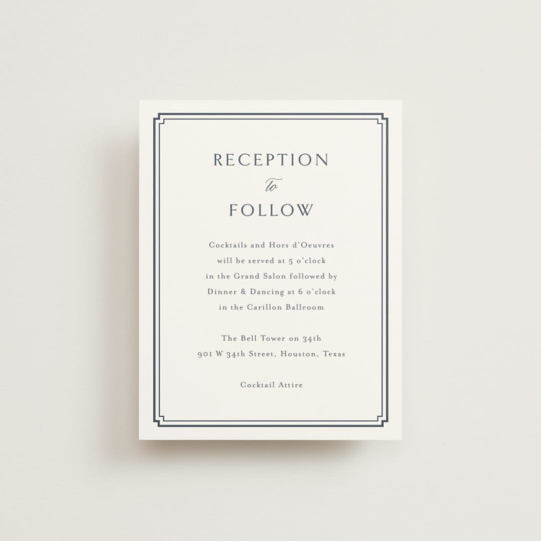 "Ariah" - Reception Cards in French Blue by Jennifer Postorino - Front