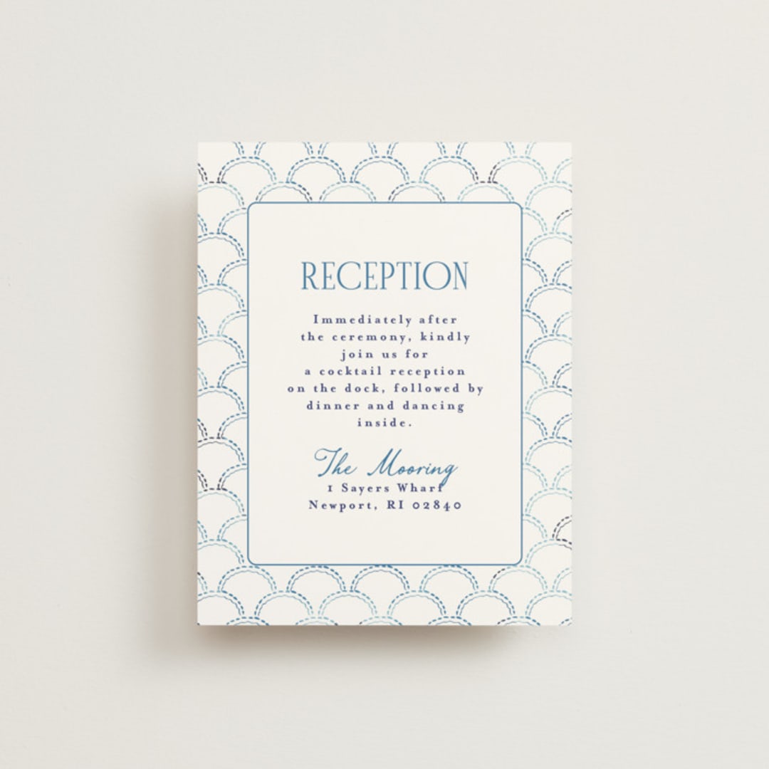 "Positano" - Reception Cards in Cerulean by Tamara Hilje - Front