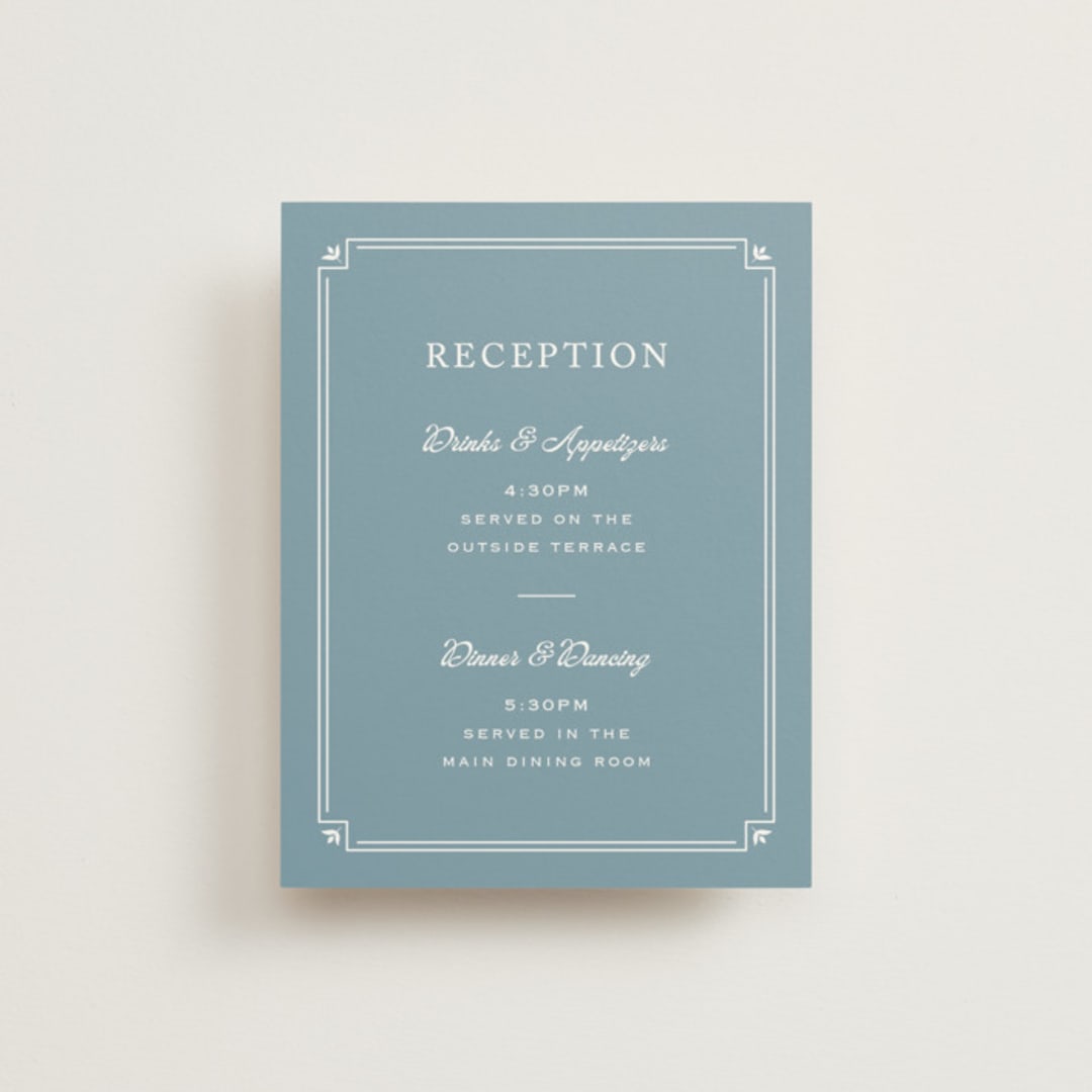"Fleur Corner" - Reception Cards in French Blue by Carolyn MacLaren - Front