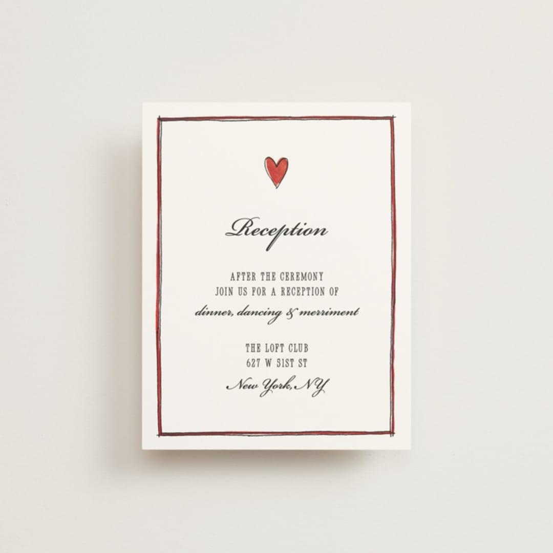 "Two Hearts" - Reception Cards in Lily by Pati Cascino - Front