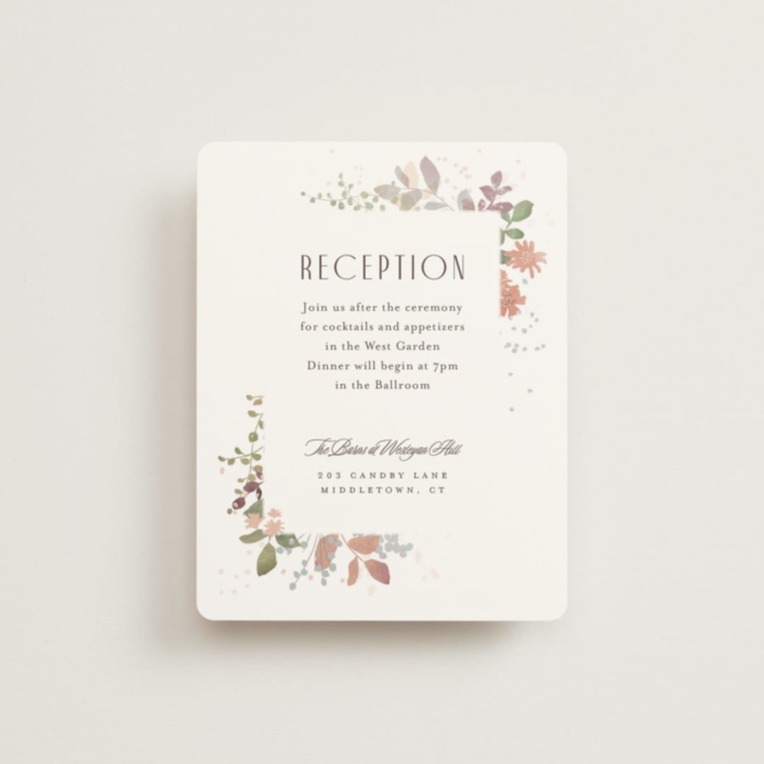 "Wesleyan Hill" - Reception Cards in Wildflower by Jennifer Wick - Front