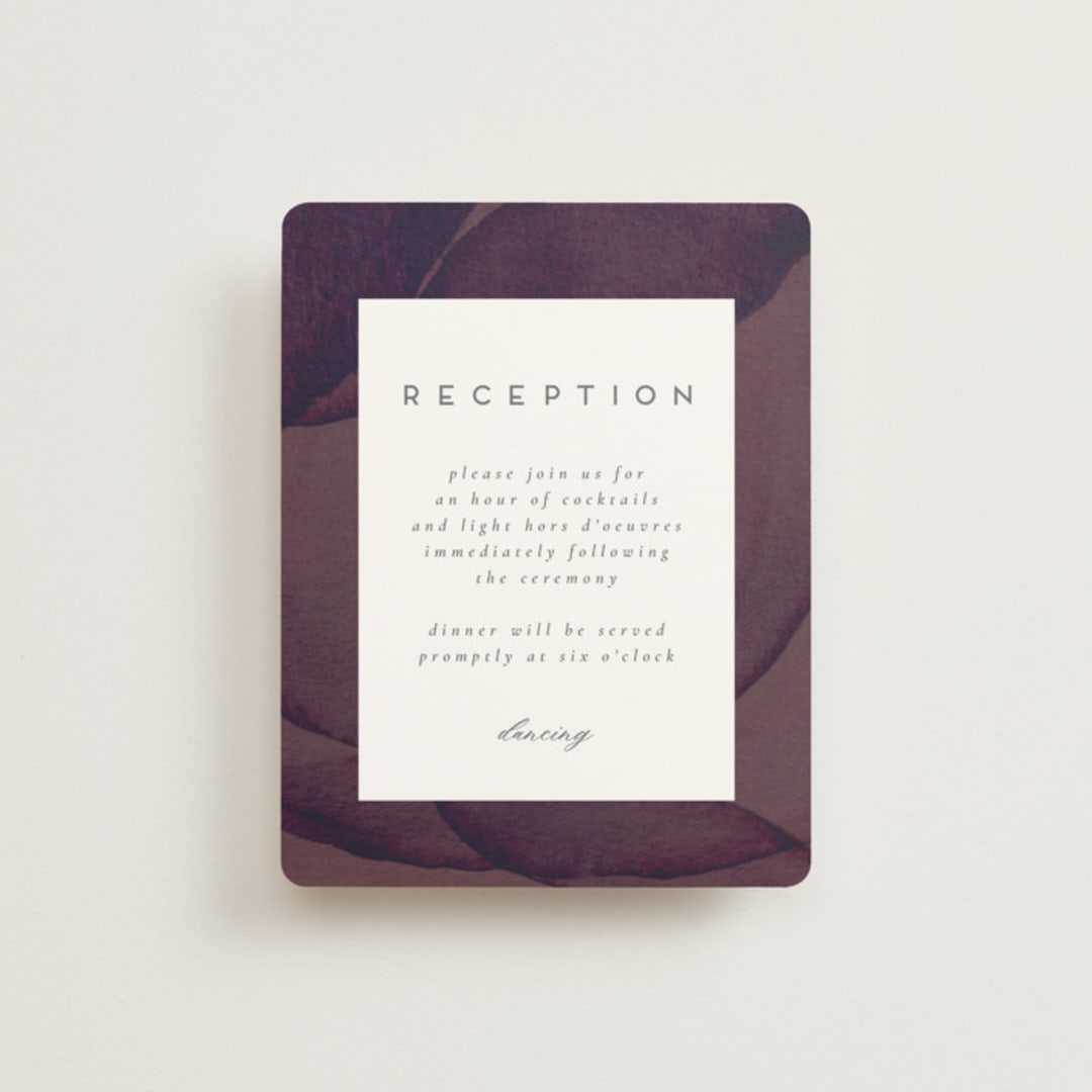 "Petalis" - Reception Cards in Velvet by Christie Garcia - Front