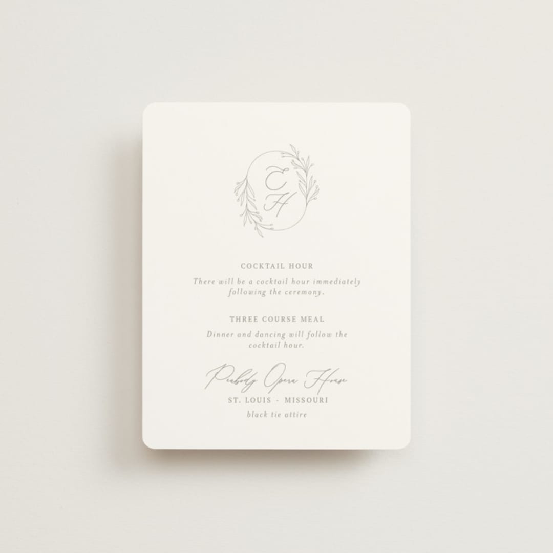 "Essential" - Reception Cards in Mist by Design Lotus - Front