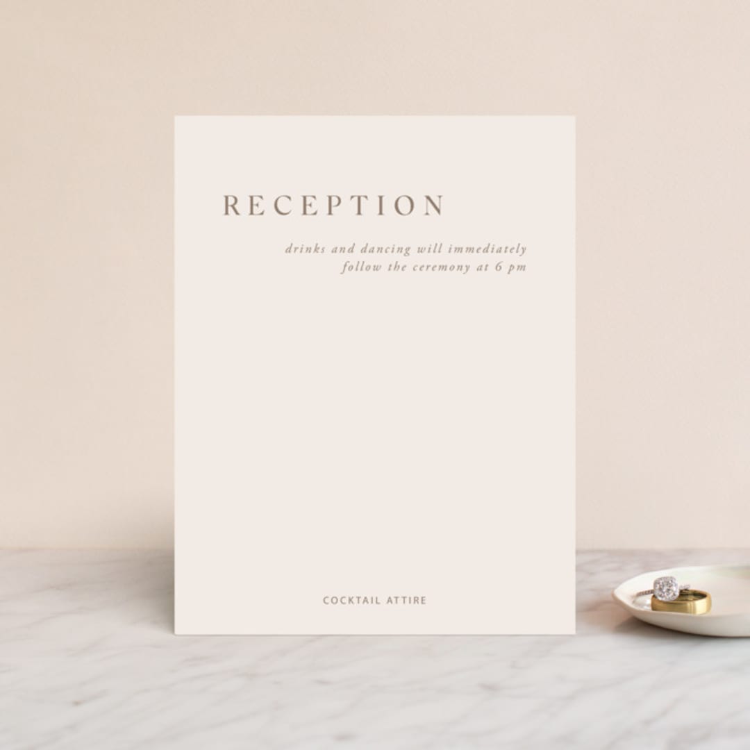 "Juniper" - Reception Cards in Blush by Mere Paper - Front