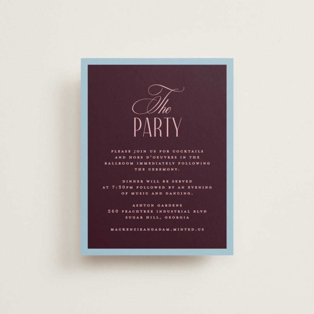 "sophisticate" - Reception Cards in Plum by Owl and Toad - Front