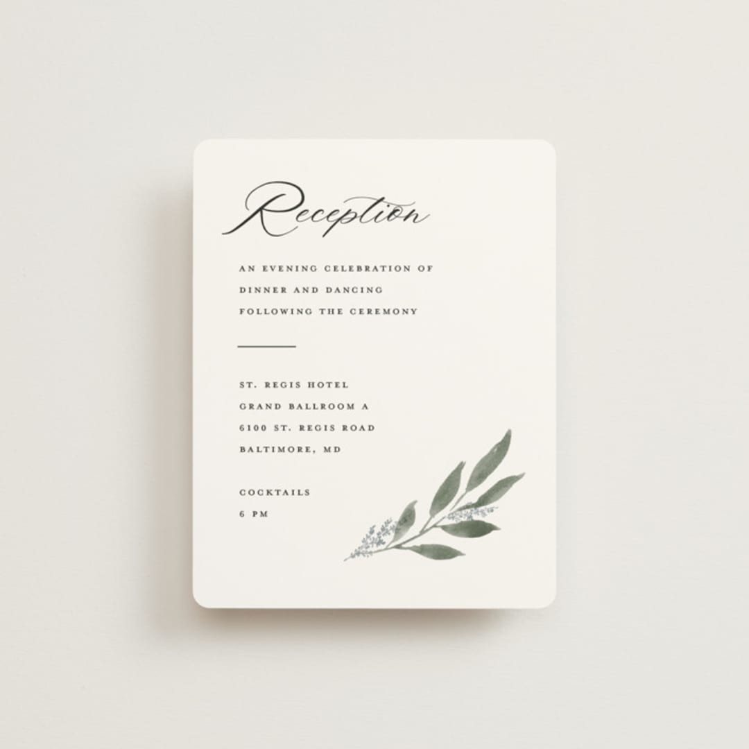 "Pressed Foliage" - Reception Cards in Heather by Stacey Meacham - Front