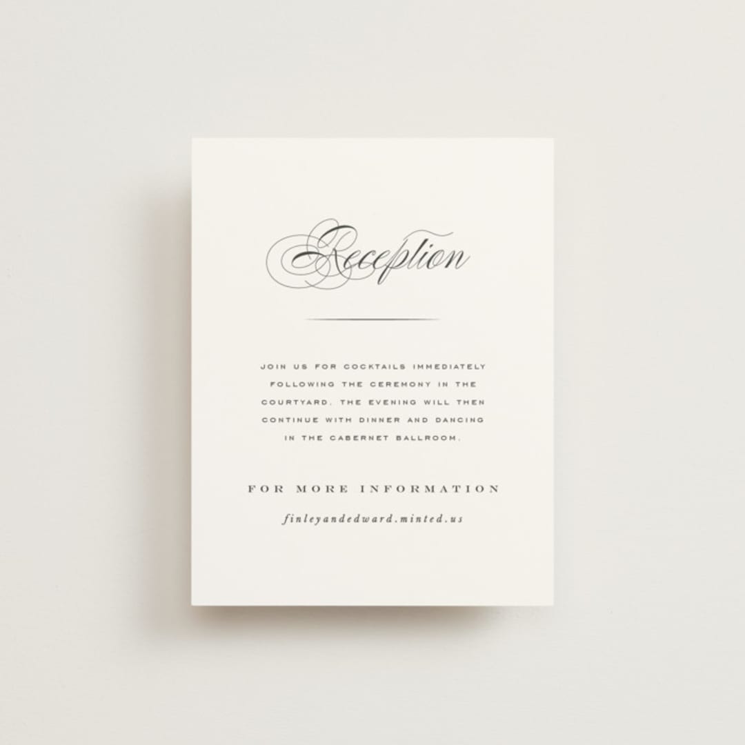 "Vow" - Reception Cards in Tuxedo by Leah Bisch - Front