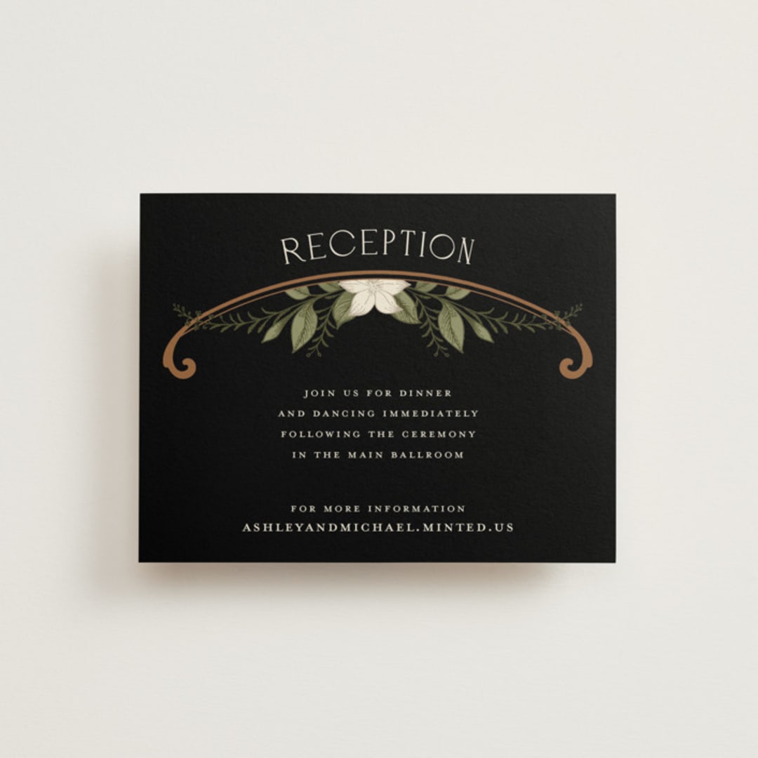 "Vintage Print" - Reception Cards in Licorice by GeekInk Design - Front