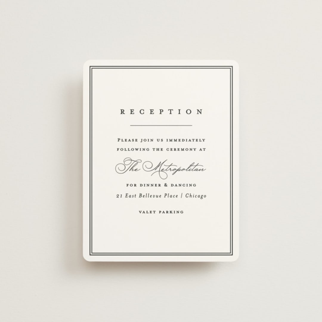 "Overlapping" - Reception Cards in Noir by Amy Kross - Front