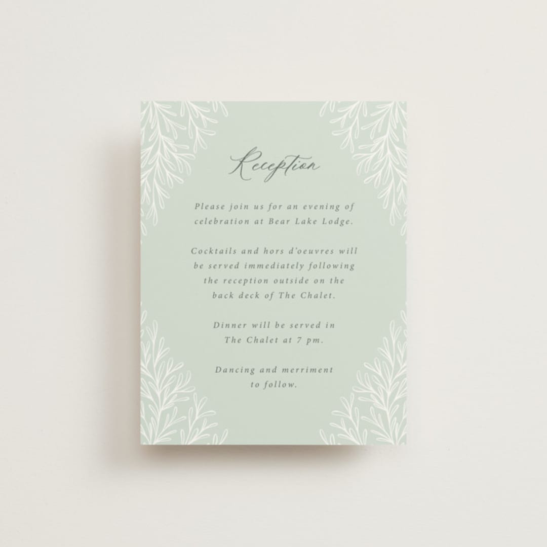 "Fairy Forest" - Reception Cards in Sage by Kristen Knechtel - Front