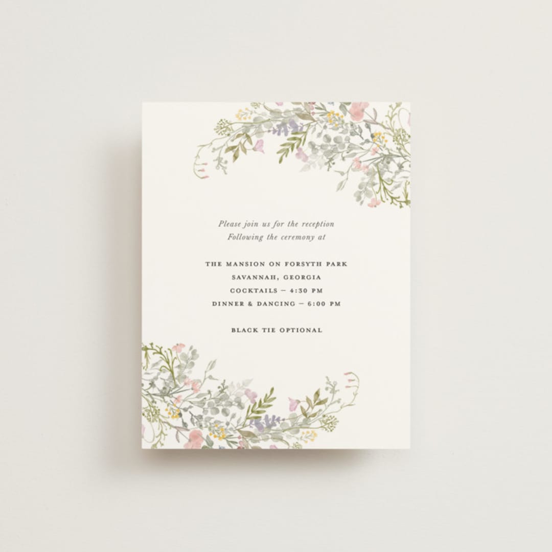 "flowering arch" - Reception Cards in Sage by Lori Wemple - Front