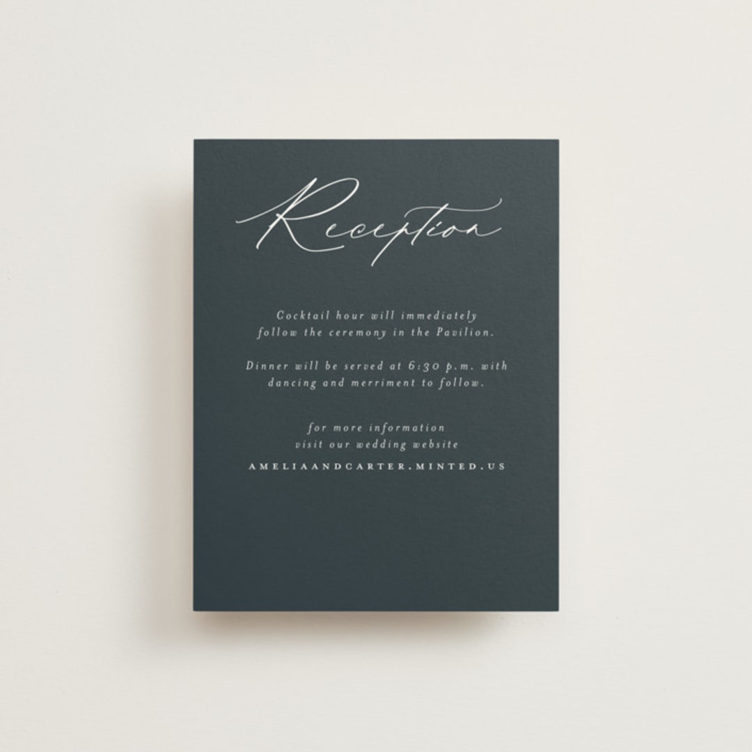 "Modern Vintage" - Reception Cards in Jade by Emily Betts - Front