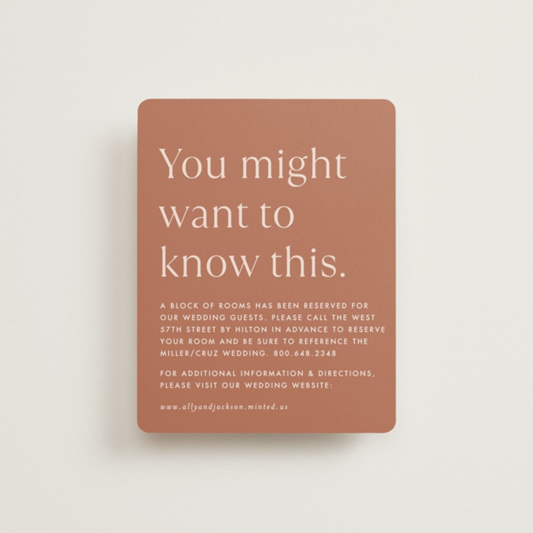 "There Will Be a Party" - Reception Cards in Terra Cotta by Amy Payne - Front