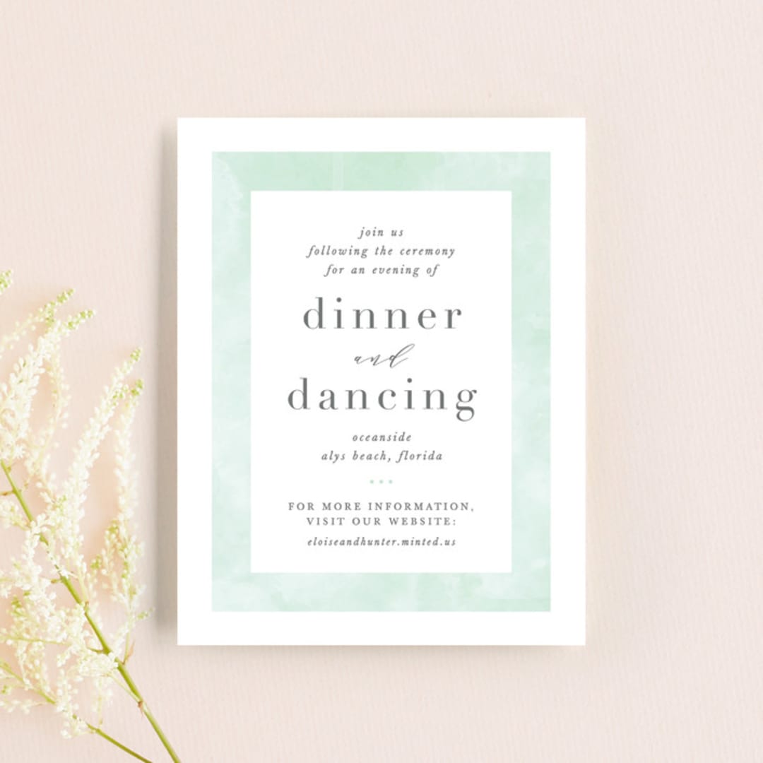 "Caliza" - Reception Cards in Seafoam by Lauren Chism - Front